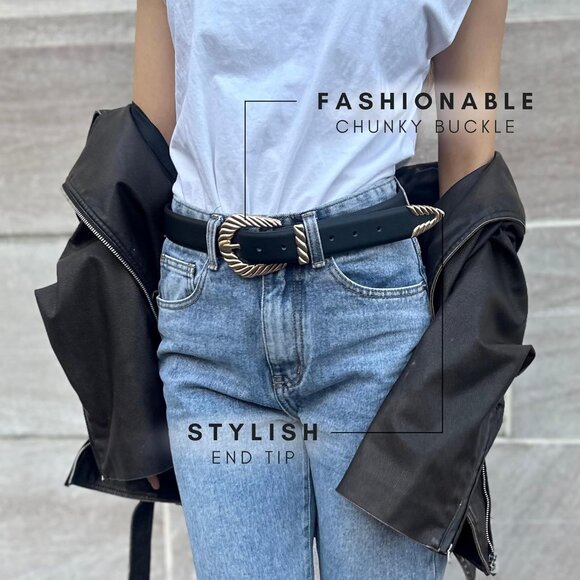 Western Cowgirl Belts Women PU Leather Cowboy Belt Buckle Set Plus Size - Picture 3 of 6